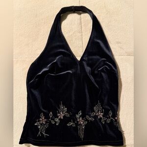 Black dressy velvet halter top